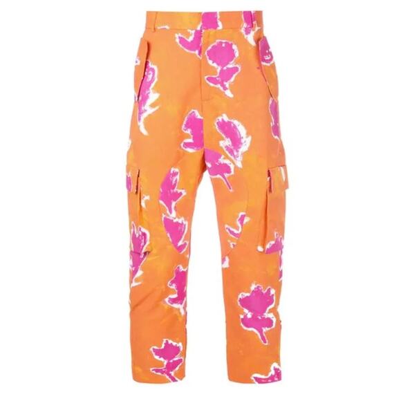 Prabal Gurung Floral Cargo Pants Orange Pink Drop Crotch 28 Streetwear - Picture 4 of 14